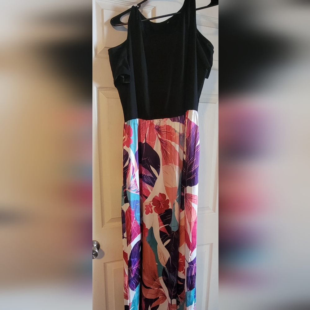 Floral Tropical Maxi Dress in Vibrant Multi-Color